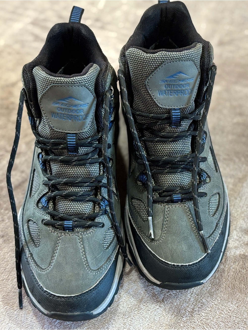 Skechers Men's Grey and Blue Outdoor Waterproof Hiking Boots